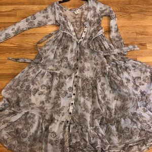 Sheer grey floral maxi dress